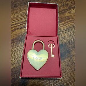 Dior Gold Heart Padlock and Key Set